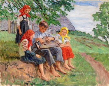 Child Painting - young musicians 2 Nikolay Bogdanov Belsky kids child impressionism